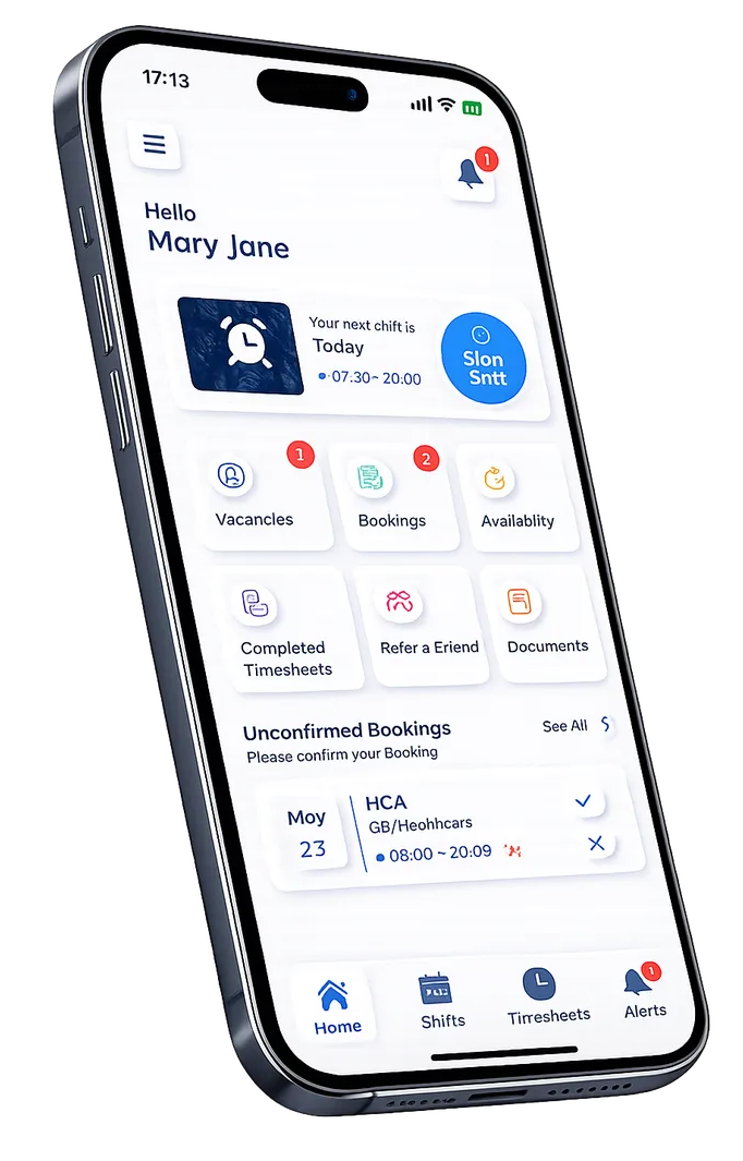 Careferral worker app on a phone